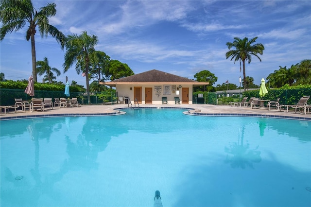 view of pool featuring a patio