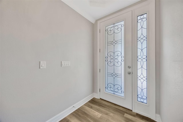 entryway with light hardwood / wood-style flooring