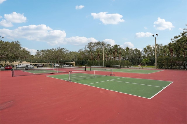 view of tennis court with basketball court