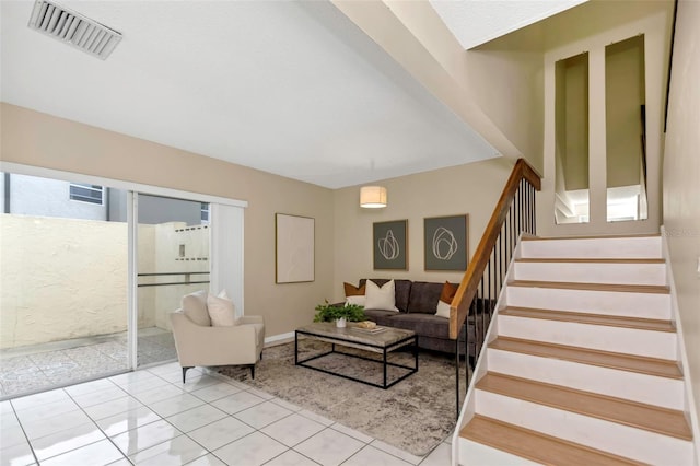 view of tiled living room