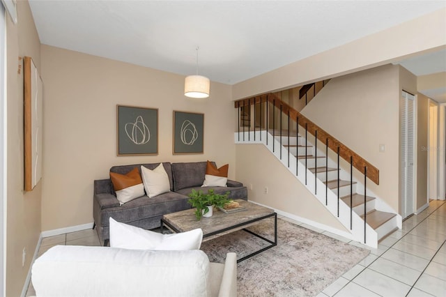 view of tiled living room