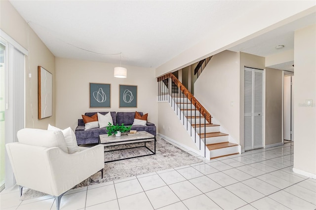 view of tiled living room