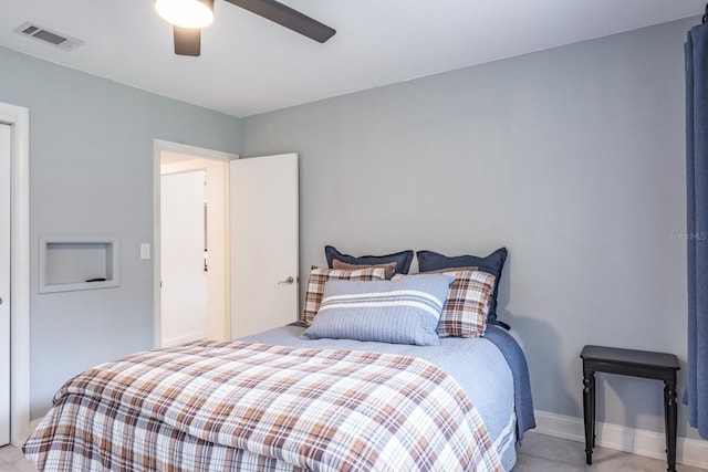 bedroom featuring ceiling fan