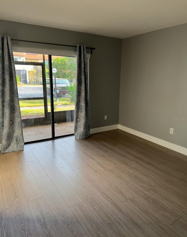 spare room featuring wood-type flooring