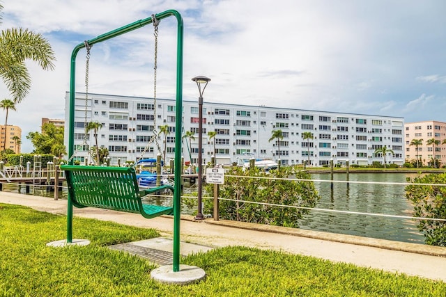 view of property's community featuring a water view