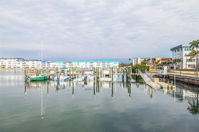 view of water feature featuring a dock