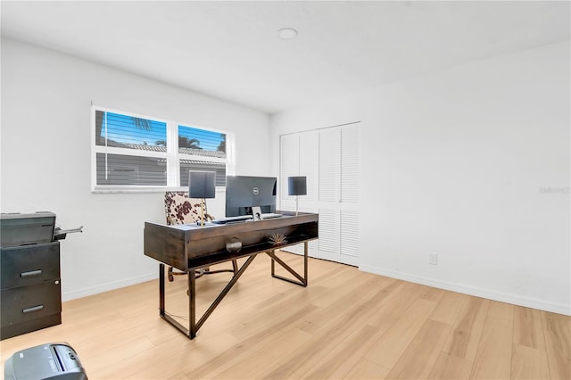 office space featuring light hardwood / wood-style flooring