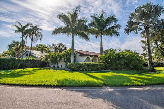 view of front facade featuring a front yard