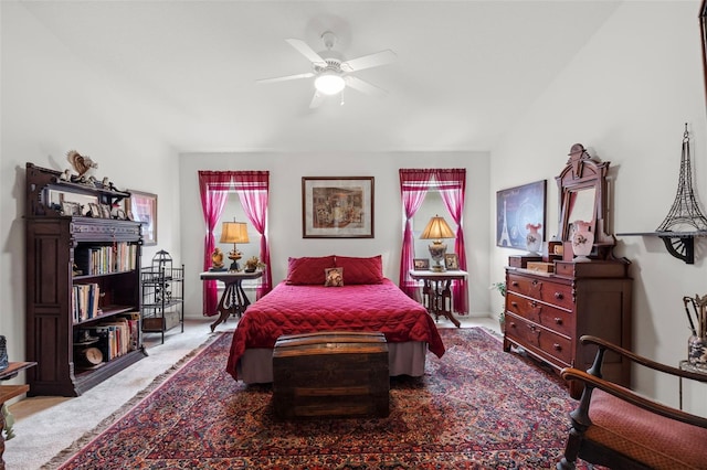 bedroom featuring a ceiling fan and carpet flooring