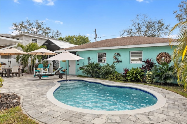 view of swimming pool featuring a patio