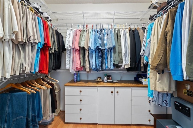 walk in closet featuring light wood-type flooring