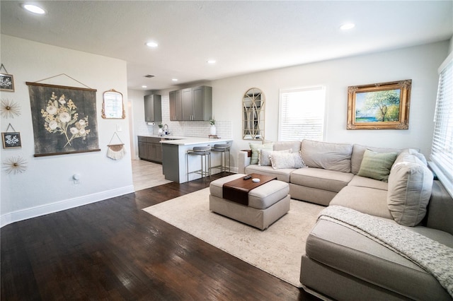 living room featuring light hardwood / wood-style floors