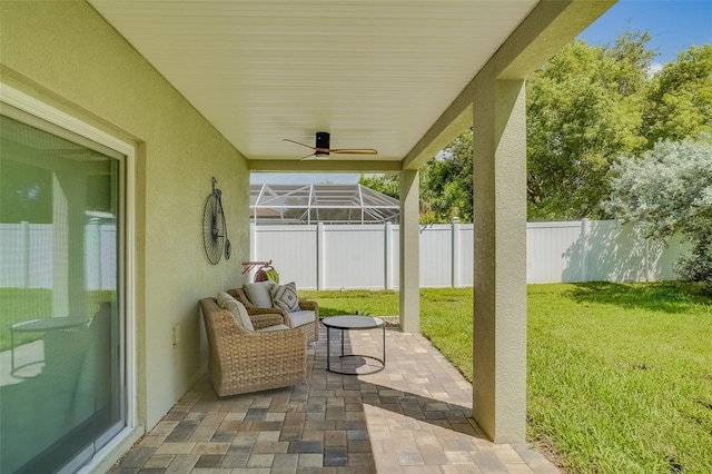 view of patio / terrace with ceiling fan