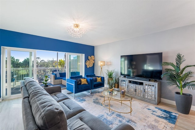 living room featuring hardwood / wood-style flooring