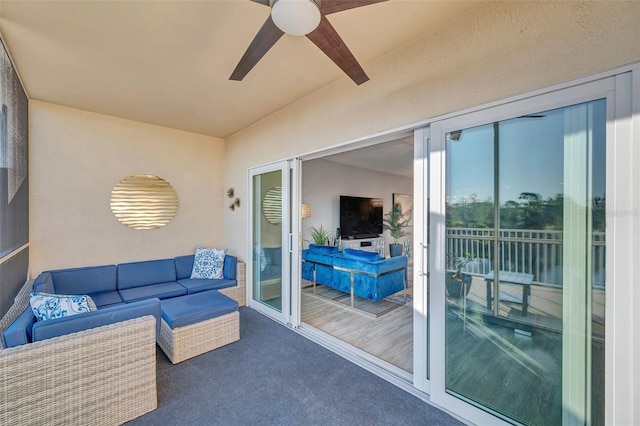 exterior space with french doors and ceiling fan