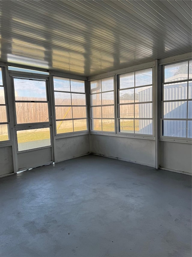 view of unfurnished sunroom