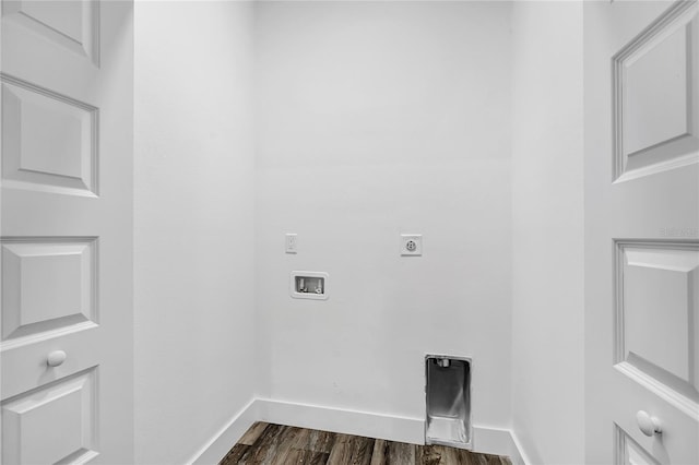 washroom featuring hardwood / wood-style flooring, washer hookup, and electric dryer hookup