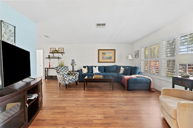 living room with wood-type flooring