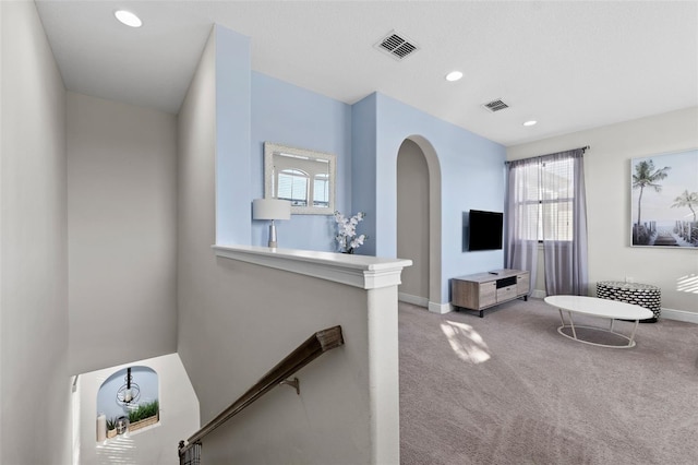 living room featuring carpet flooring