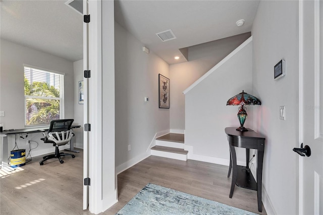 interior space with light hardwood / wood-style floors