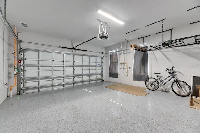 garage with a garage door opener