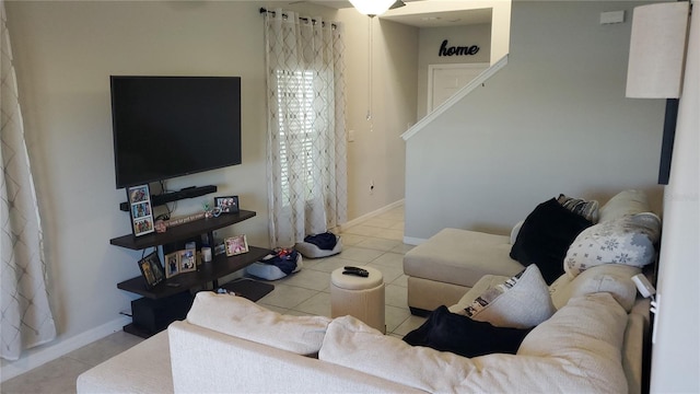 view of tiled living room