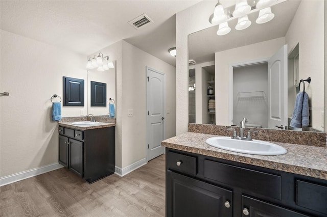 bathroom featuring vanity and hardwood / wood-style floors