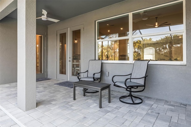 view of patio / terrace featuring ceiling fan