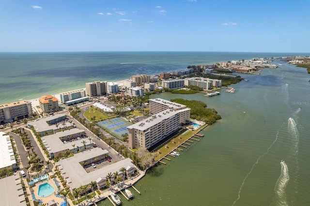 19451 Gulf Blvd Unit 204, Indian Shores, FL 33785 - aerial view featuring a water view and a view of city