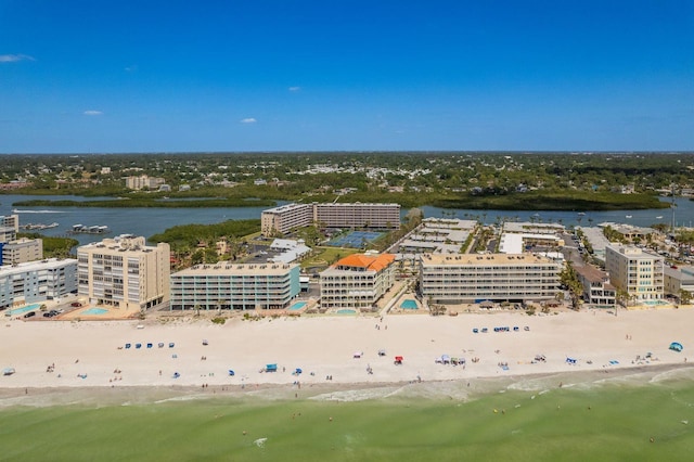 19451 Gulf Blvd Unit 204, Indian Shores, FL 33785 - drone / aerial view with a view of the beach and a water view