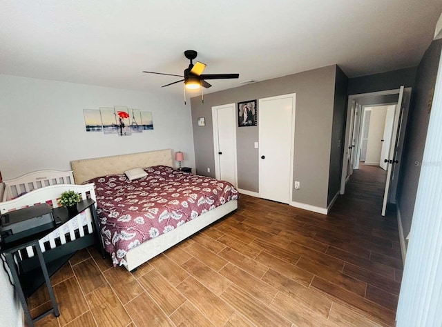 bedroom featuring ceiling fan