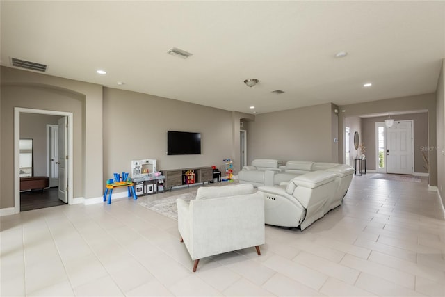 view of tiled living room