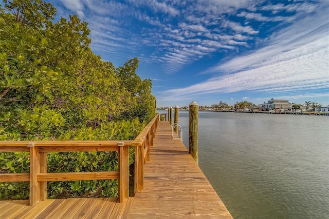 dock area featuring a water view