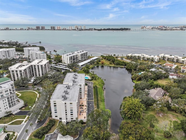 bird's eye view featuring a water view