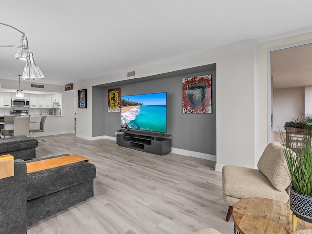 living room with light wood-type flooring