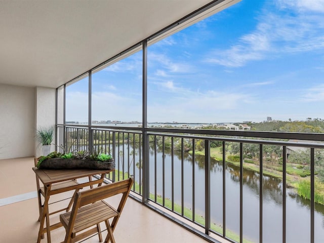 balcony with a water view