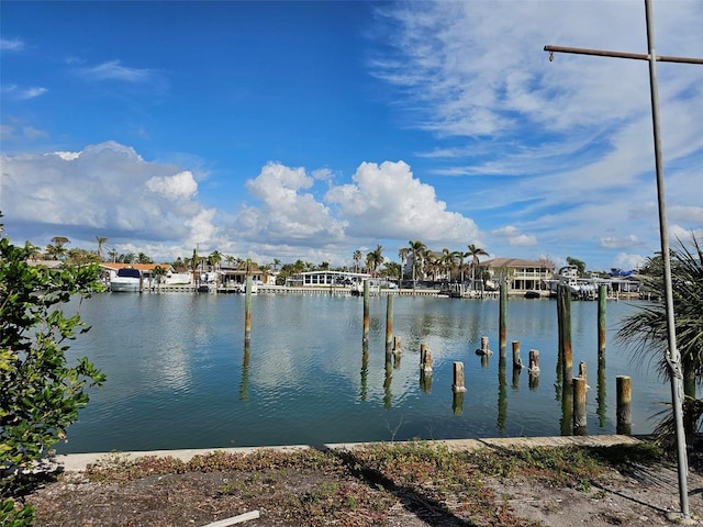 dock area featuring a water view