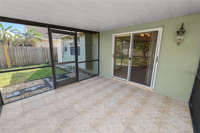 view of unfurnished sunroom