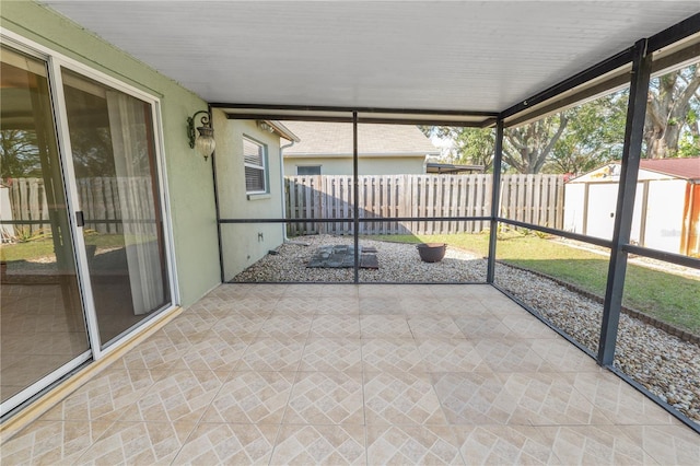 view of unfurnished sunroom