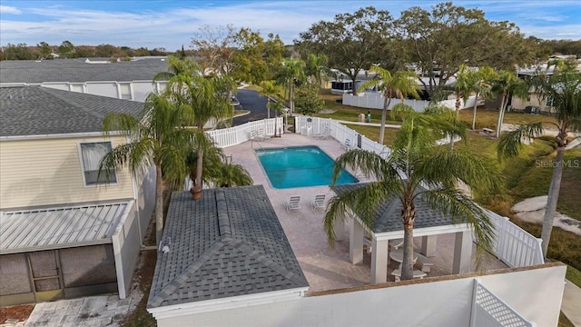 view of swimming pool with a patio area