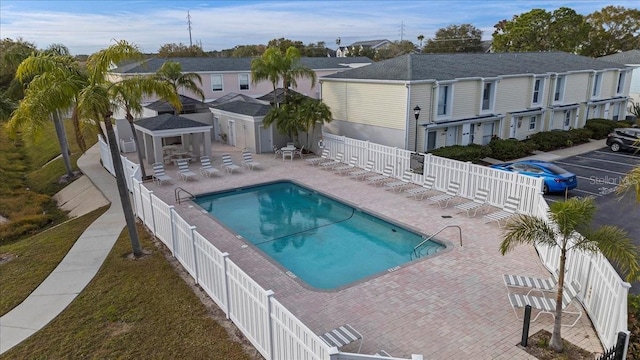 view of pool featuring a patio