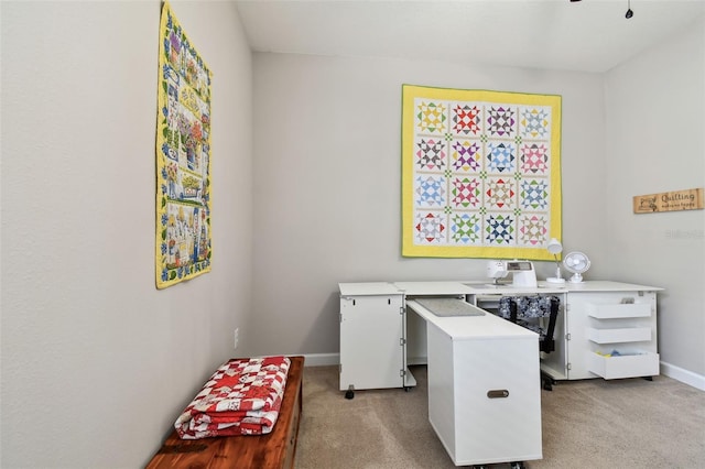 view of carpeted home office