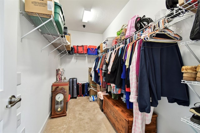 walk in closet featuring carpet