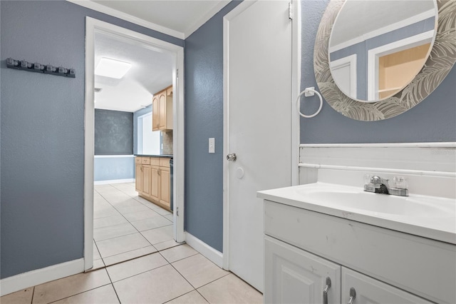 bathroom with vanity and tile patterned floors