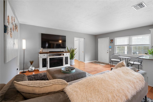 living room with hardwood / wood-style floors