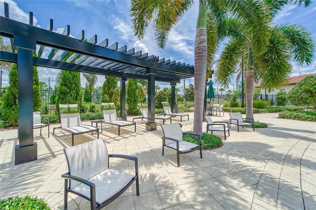 view of patio featuring a pergola