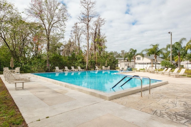 view of swimming pool featuring a patio