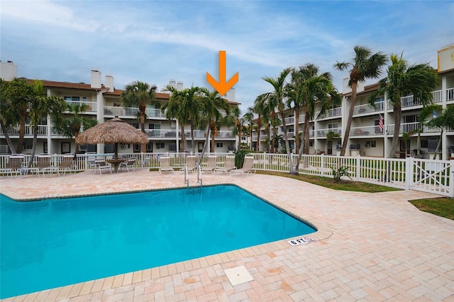 view of pool featuring a patio area