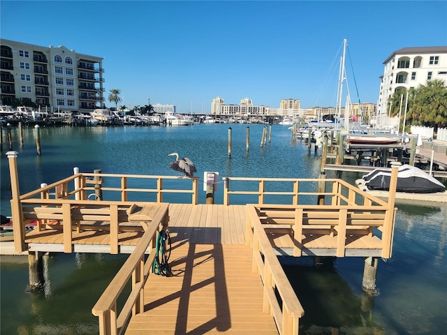 dock area featuring a water view