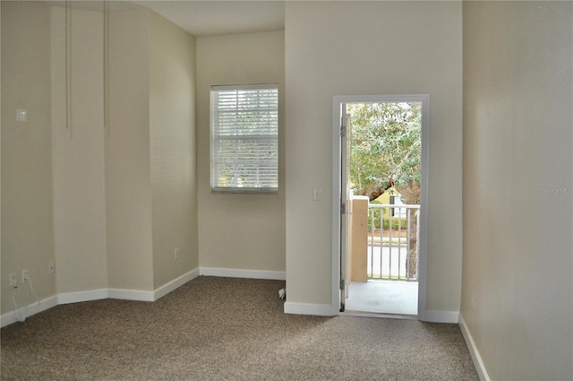 doorway with carpet floors